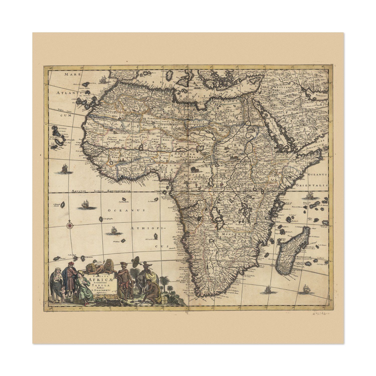 Africa & the Mediterranean 1688 Map vintage print